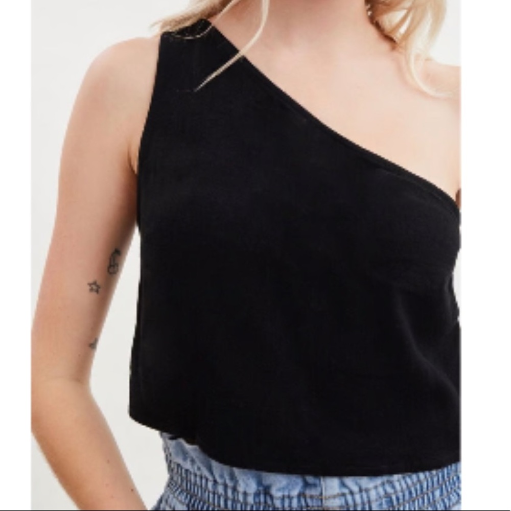 Kendall & Kylie Women’s Black One Shoulder Crop Top Size XS